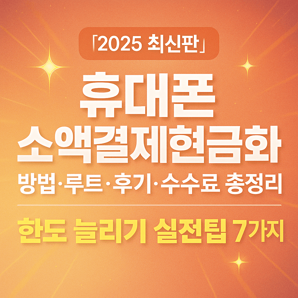 휴대폰 소액결제현금화 방법·루트·후기·수수료 총정리 한도 늘리기 실전팁 7가지